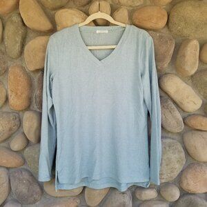 Matty M Light Blue V-Neck Sweater Transitional Spring Style Refresh Your Closet